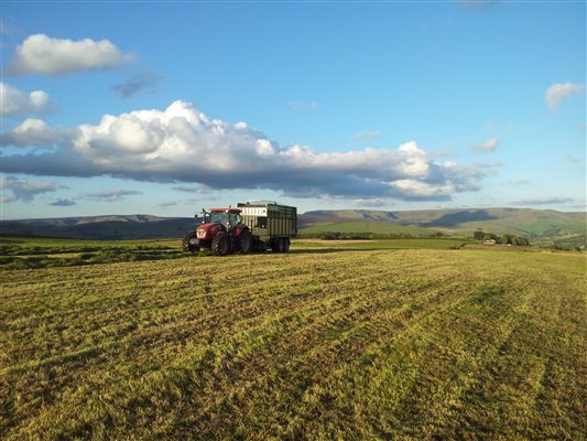 Collecting grass silage at Shaw Farm during the summer